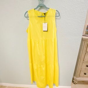 Who What Wear Crewneck Tiered Yellow Maxi NWT